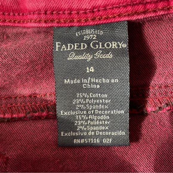 Faded glory red skinny jeans size 14 - Picture 3 of 6
